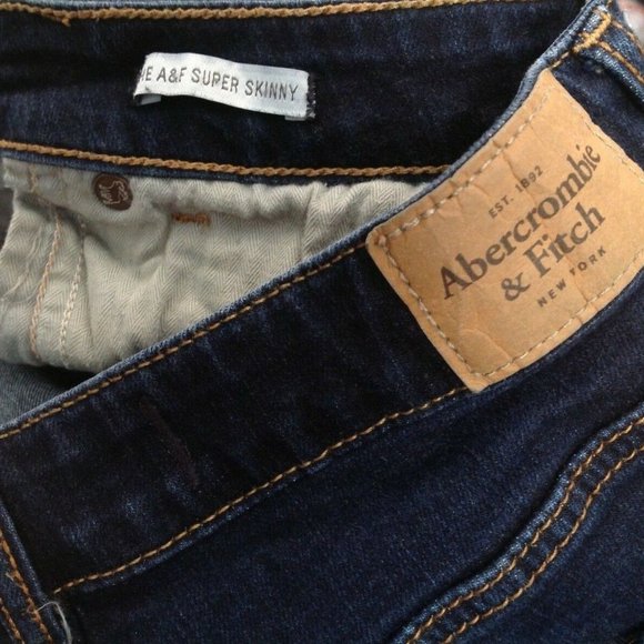 ABERCROMBIE FITCH SUPER SKINNY JEANS WOMENS 4S DARK BLUE STRETCH DENIM 27x29 - Picture 10 of 13